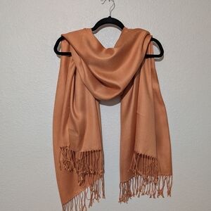 Pashmina Elegant Orange Scarf Wrap Shawl with Fringe 32" X 72"